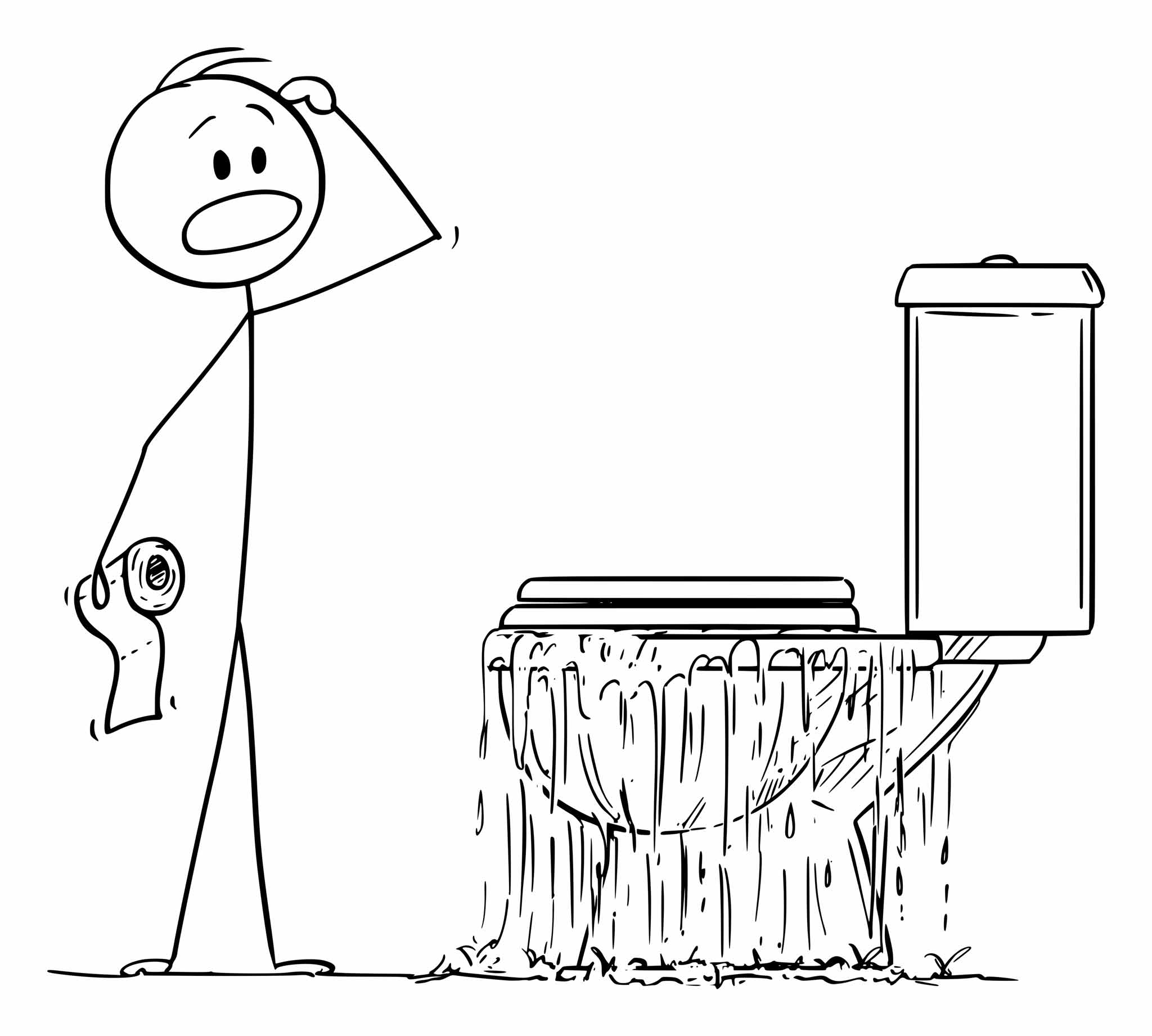Cartoon of a clogged toilet